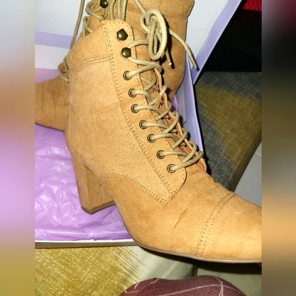 Tan suede booties. Size 9